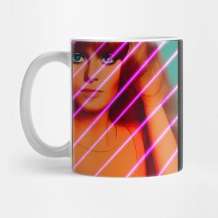 70s Retro Lady Fashion Abstract Neon Pink Abstract Lines Mug